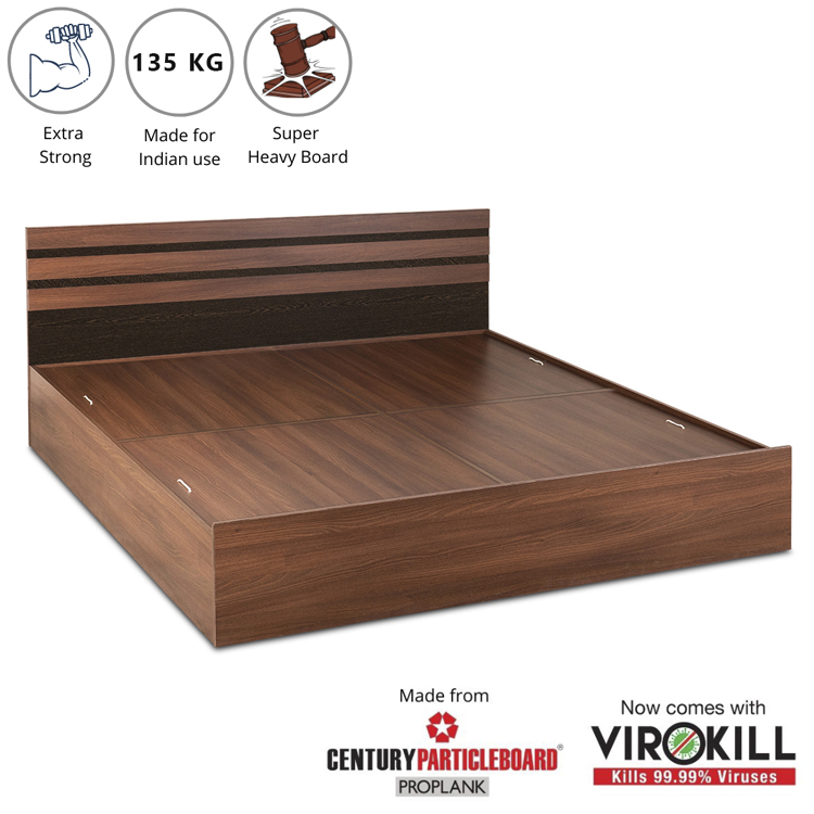 Cocoa Engineered Wood Bed - King, Queen, Single Size with Storage Options - Image 2