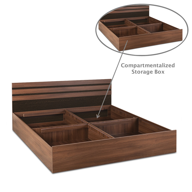 Cocoa Engineered Wood Bed - King, Queen, Single Size with Storage Options - Image 4
