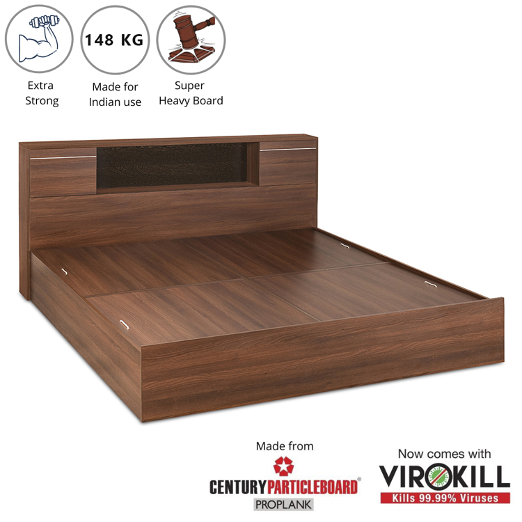 Crystal Engineered Wood Bed - King, Queen, Single Size with Storage & Color Options - Image 2