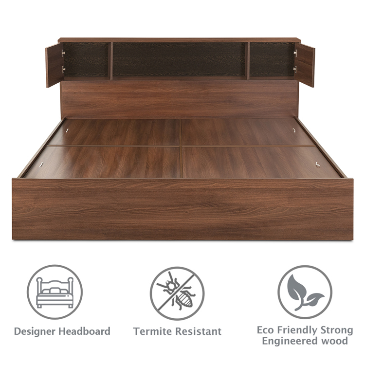 Crystal Engineered Wood Bed - King, Queen, Single Size with Storage & Color Options - Image 3