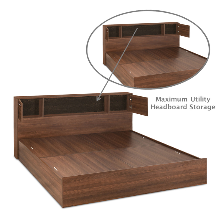 Crystal Engineered Wood Bed - King, Queen, Single Size with Storage & Color Options - Image 4