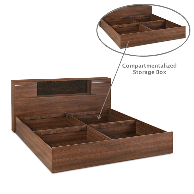 Crystal Engineered Wood Bed - King, Queen, Single Size with Storage & Color Options - Image 5