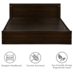 Treasure Engineered Wood Bed - King, Queen, Single Size with Storage Without Storage Options - Thumbnail Image 4