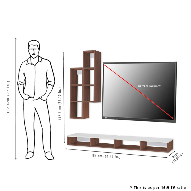 Nova Engineered Wood TV Entertainment Unit | DIY(Do-It-Yourself) | Wall Mounted - Image 8