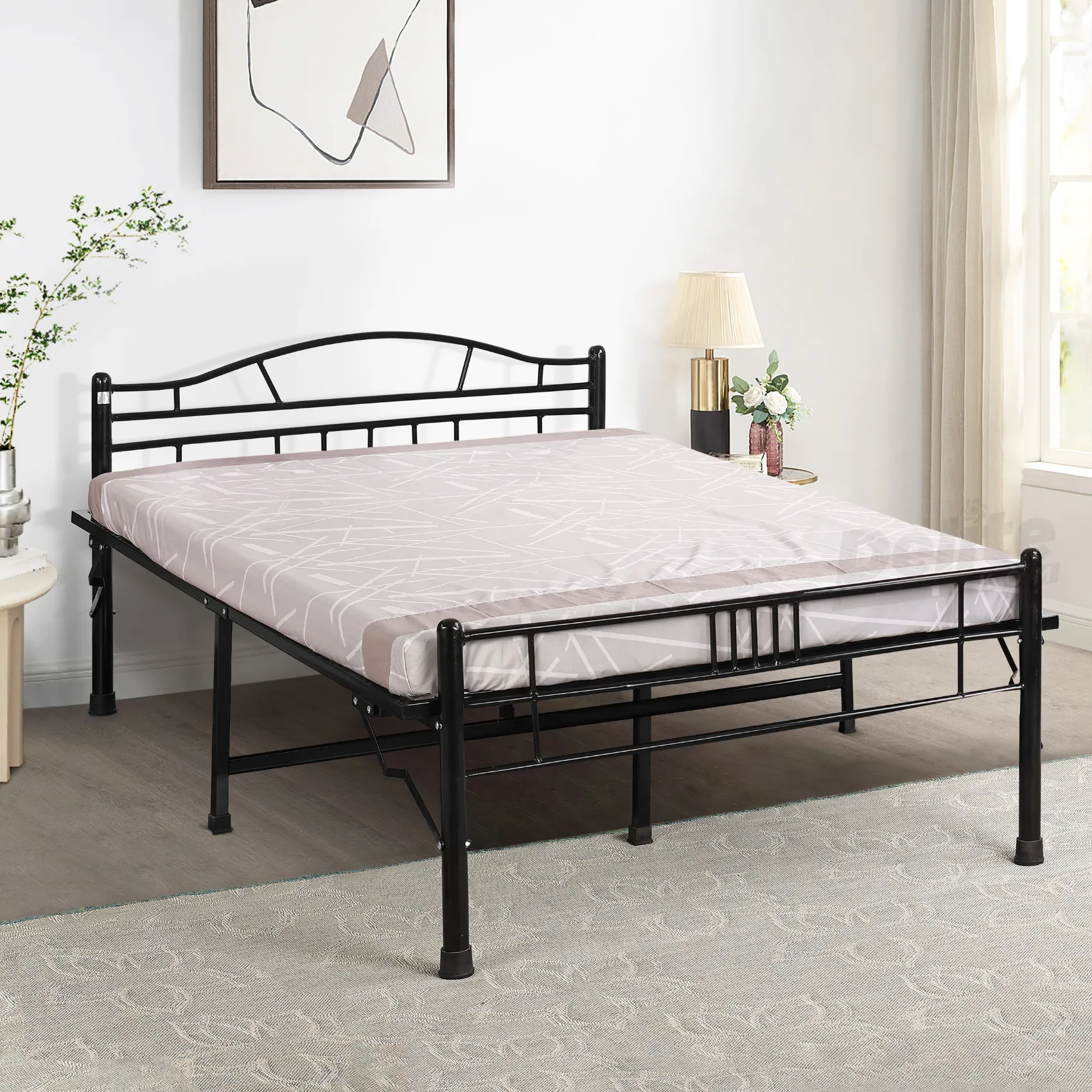Lyra Metal Folding Bed – Queen, Double, Single Size without Storage - Image 1
