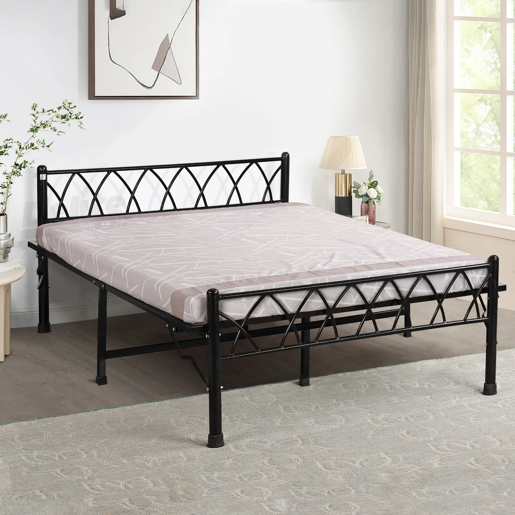 Mario Folding Metal Bed – King, Queen, Single, Double Size without Storage - Image 1