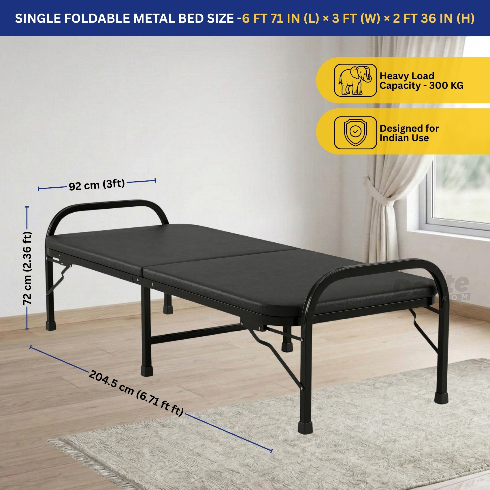 Thor Metal Folding Bed With Mattress - Image 2
